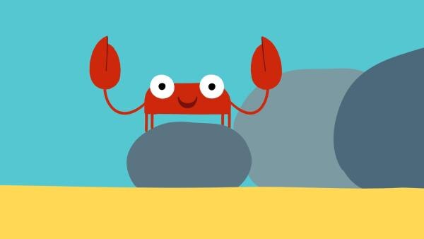 Die Krabbe zwickt gerne alles und jeden. | Rechte: KiKA