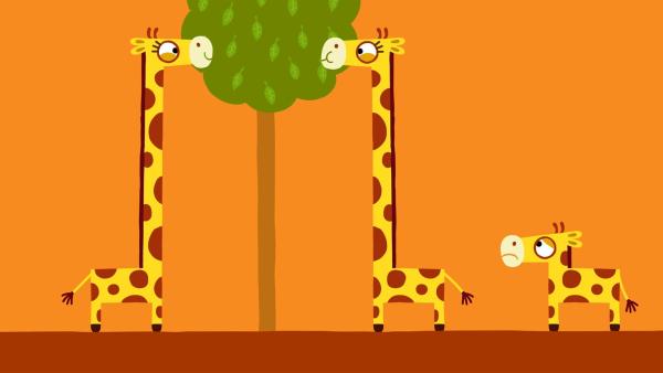 Niemand gibt der kleinen Giraffe etwas ab. | Rechte: KiKA/SWR/Studio FILM BILDER/Julia Ocker