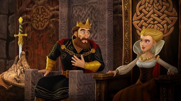 König Uther verfällt der geheimnisvollen Prinzessin von Orcadien. | Rechte: SWR/Blue Spirit Productions/TéléTOON+/Canal+