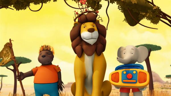 Badou will Andi zu einem wahren König machen und hilft, den Löwen total umzustylen. | Rechte: KiKA/Nelvana Limited/TeamTO/YTV Productions