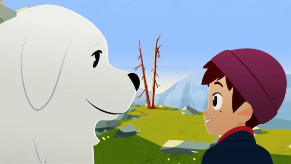 Eine ungewöhnliche Freundschaft in den Bergen: Belle (li.) und Sebastian (re.) | Rechte: ZDF/Gaumont Animation/PP Animation III Inc.