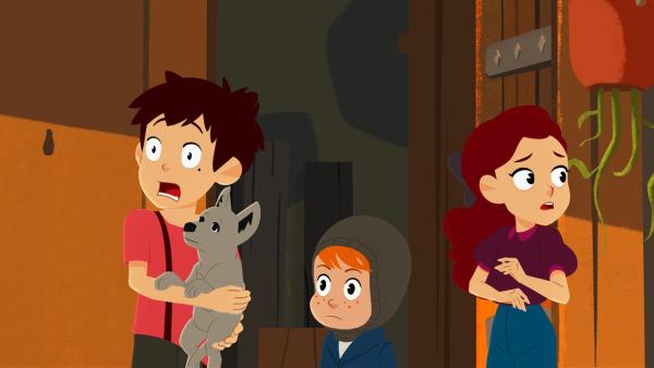 Die Kinder sind fassungslos. Wölfe sind auf dem Weg ins Dorf. | Rechte: ZDF/Gaumont Animation/PP Animation III Inc.