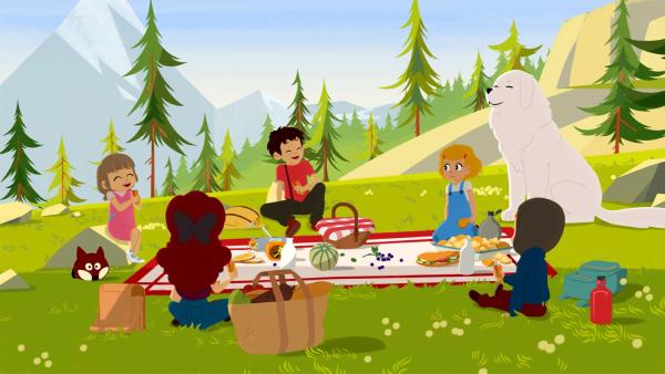 Ein fröhliches Picknick in den Bergen. | Rechte: ZDF/Gaumont Animation/PP Animation III Inc.