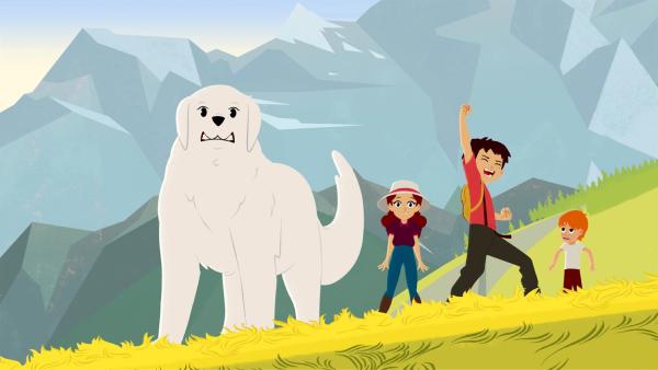 Sebastian (zweiter von rechts) versucht die Schafe vom Feuer wegzutreiben. | Rechte: ZDF/Gaumont Animation/PP Animation III Inc.