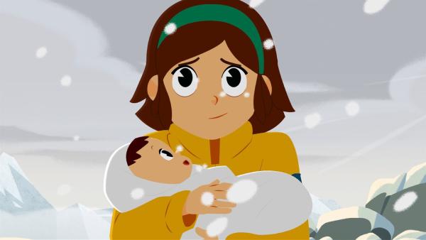 Angelina hält den kleinen Sebastian in den Armen. | Rechte: ZDF/Gaumont Animation/PP Animation III Inc.
