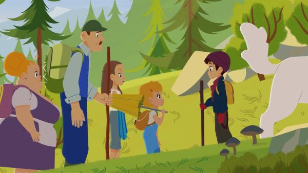 Das ganze Dorf möchte plötzlich mit Sebastian in die Berge gehen. | Rechte: ZDF/Gaumont Animation