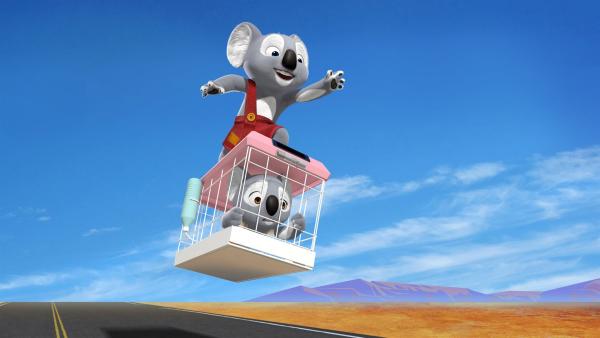 Unterwegs rettet Blinky unverhofft das Koala-Mädchen Katie, die sich längst an die Bequemlichkeiten ihres Zoolebens gewöhnt hat. | Rechte: KiKA/Assemblage Entertainment/Flying Bark Productions/Telegael