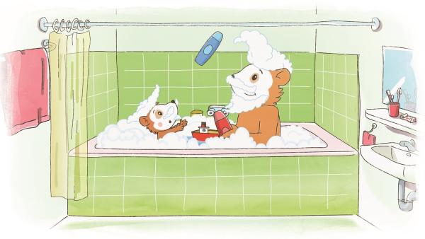 Bobo spielt mit Papa in der Badewanne. | Rechte: JEP ANIMATION/WDR