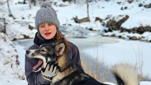 Schräge Töne (S01/E12) | Kaja und ihr junger Patenhund Tala beim Training auf der Huskyfarm.