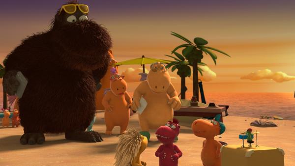 Mini Mo ist zurück auf der Dracheninsel. Das muss gefeiert werden. | Rechte: ZDF/Caligari Film