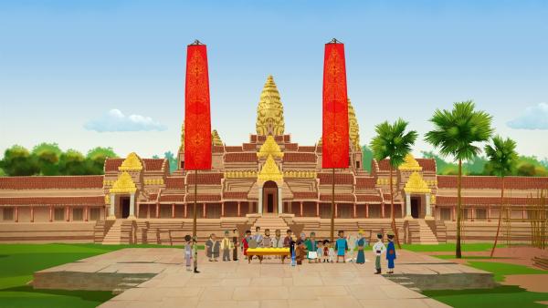 Auf der Suche nach ihr kommen unsere vier Helden in die Tempelstadt Angkor Wat. | Rechte: MDR/Motion Works