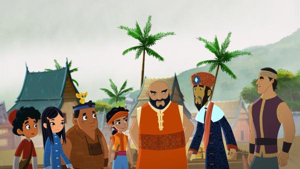Marco, Shi La, Luigi und Cita erfahren vom König, dass Shama fort ist. | Rechte: MDR/ARD/MotionWorks 2018
