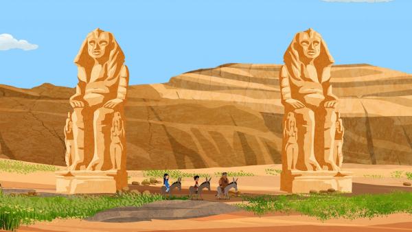 Marco, Shi La und Luigi sind im Land der alten Pharaonen unterwegs. Im Tal der Könige wollen sie ihr Nachtlager aufschlagen. | Rechte: MDR/ARD/MotionWorks 2018