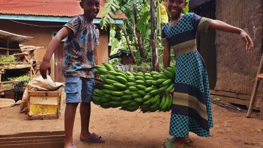 Neema und Joshua in Tansania: Bananen kochen