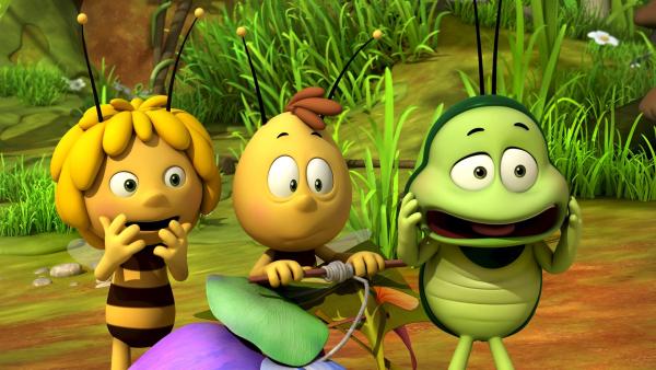 Maja, Willi und Ben sind fassungslos. | Rechte: ZDF/Studio 100 Animation