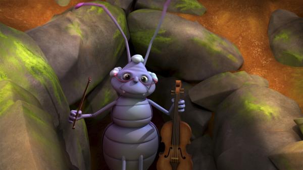Normalerweies kann der Käfer Stridularius jede Geige reparieren. | Rechte: ZDF/Studio100 Animation