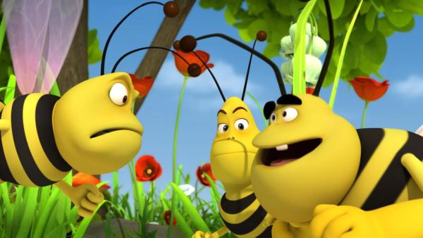 Die Wespenbande bespricht sich. | Rechte: Nach Waldemar Bonsels “Die Biene Maja”. © 2012 Studio 100 Animation 