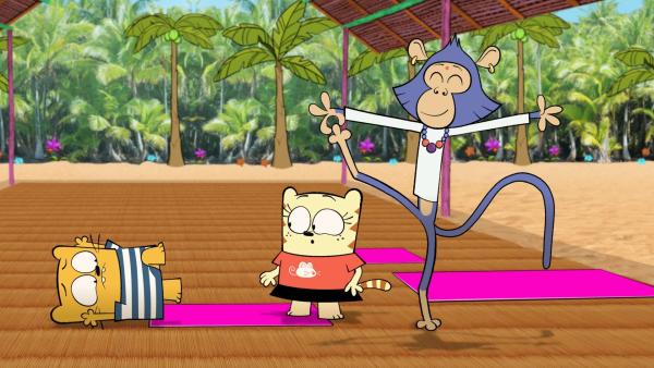 Ollie und Moon trainieren ihre Beweglichkeit beim Yoga-Meister. | Rechte: BR/Cottonwood Media