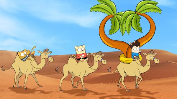 Ollie und Moon suchen nach dem Schatz und reiten durch die Wüste. | Rechte: BR/Cottonwood Media