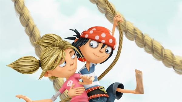 Matilda und der Piratenjunge Jim von nebenan sind beste Freunde. | Rechte: WDR/Cyber Group Studios/France Télévisions/Blue Spirit Studios/Sofitvcine 4