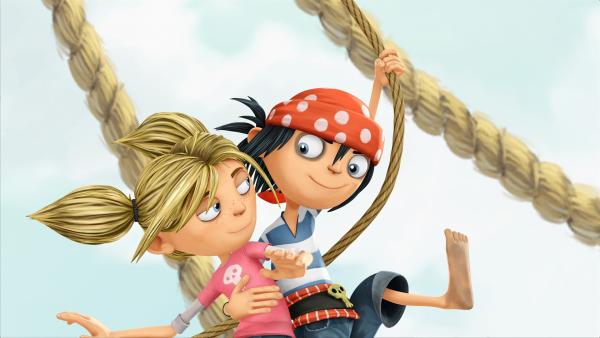 Matilda und der Piratenjunge Jim von nebenan sind beste Freunde. | Rechte: WDR/Cyber Group Studios / France Télévisions / Blue Spirit Studios / Sofitvcine 4
