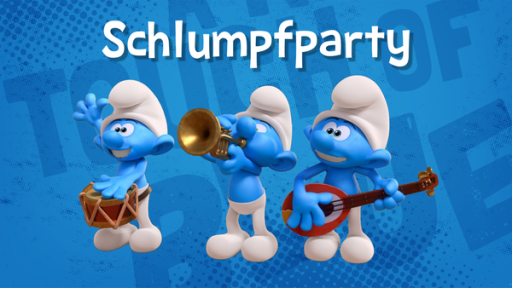 Die Schlümpfe feiern eine große Party. Sing, tanz und lach mit ihnen!