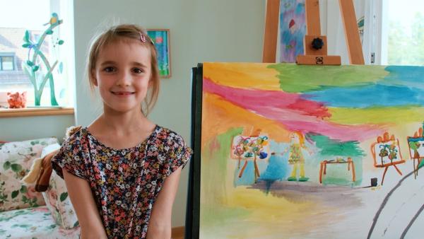 Carlotta hat sich als Malerin gemalt. | Rechte: KiKA/Motion Works GmbH