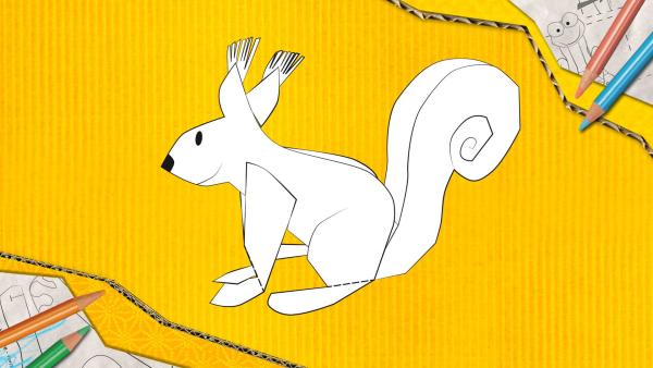 Ein Eichhörnchen zum Basteln, das aus Papier zusammengesteckt und geklebt wird. | Rechte: KiKA