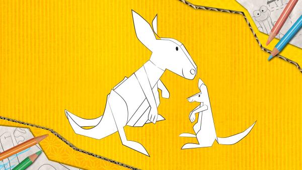 Ein Känguru zum Basteln, das aus Papier zusammengesteckt und geklebt wird. | Rechte: KiKA
