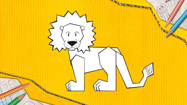 Ein Löwe zum Basteln, der aus Papier zusammengesteckt und geklebt wird. | Rechte: KiKA