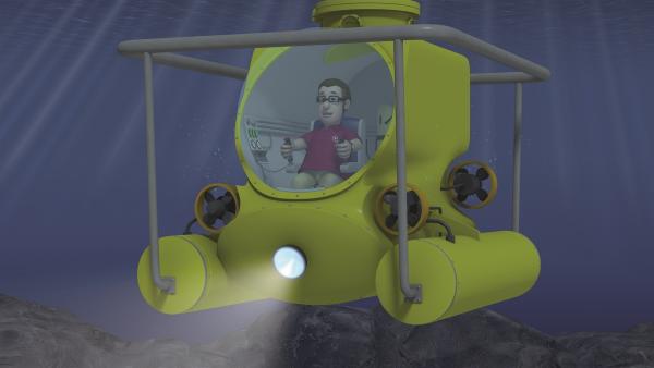 Joe Sparkes hat sich selbst ein U-Boot gebaut und geht damit auf Entdeckungstour. | Rechte: KiKA/Prism Art & Design Limited