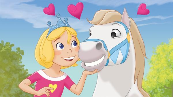 Prinzessin Emmy hat eine besondere Gabe: Sie kann mit Pferden sprechen. Das ist allerdings ihr großes Geheimnis, von dem niemand etwas erfahren darf. | Rechte: KiKA/Studio 100