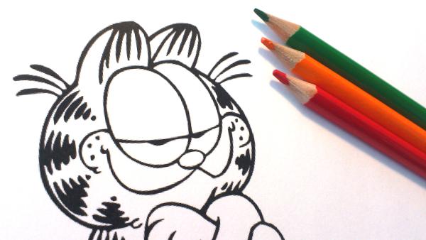 Ausmalbild von Garfield mit Buntstiften