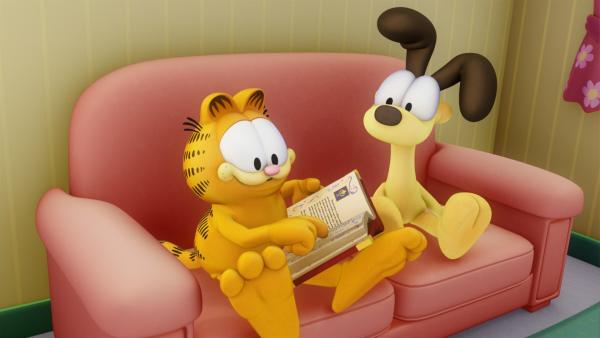 Odie bittet Garfield so lange darum, ihm ein Märchen vorzulesen bis dieser nachgibt. Doch Garfield lässt seiner Fantasie freien Lauf und erfindet kurzerhand ein Märchen... | Rechte: HR/DARGAUD MEDIA