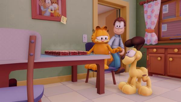 Solange Lasagne im Haus ist, ist für Garfield die Welt in Ordnung. | Rechte: HR/Dargaud Media/MediaToon/Paws Inc./France 3