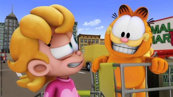 Garfield und Abigail auf dem Parkplatz | Rechte: HR/Dargaud Media/MediaToon/Paws Inc./France 3
