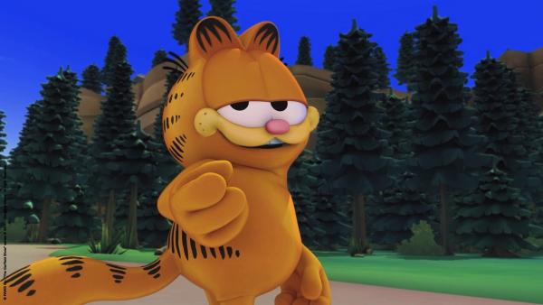 Garfield will mutig sein und als erster in den Wald gehen. | Rechte: HR/Dargaud Media/MediaToon/Paws Inc./France 3