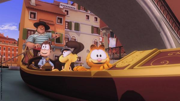 Garfield bei einer Gondelfahrt in Venedig | Rechte: HR/Dargaud Media/MediaToon/Paws Inc./France 3