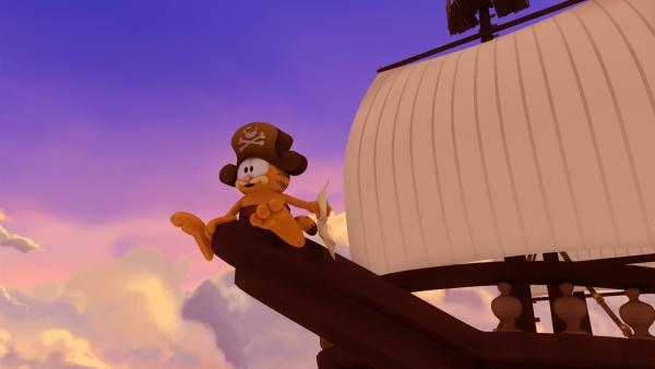 In ihrer Fantasie begeben sich Garfield, Odie und Squeak als Piraten auf Schatzsuche. | Rechte: HR/DARGAUD MEDIA