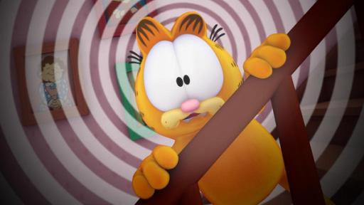 Garfield schaut erschreckt.