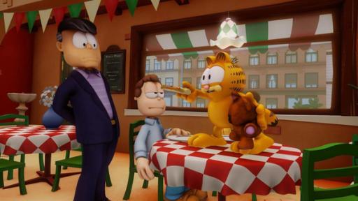 Garfields Teddy | Rechte: Mediatoon Distr./hr Garfield steht in Vitos Restaurant auf dem Tisch