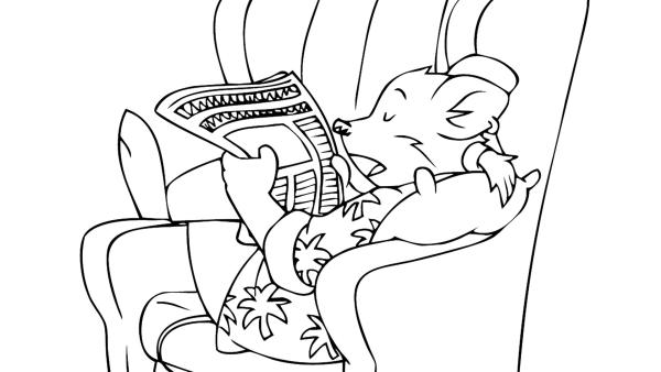Geronimos Freund liegt in einem Sessel und liest Zeitung | Rechte: kika