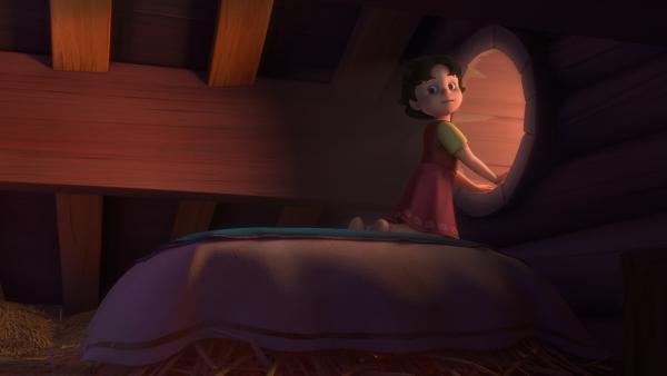 Heidi bekommt ein neues Bett in der Almhütte. | Rechte: ZDF/Studio 100 Animation/Heidi Productions Pty. Limited