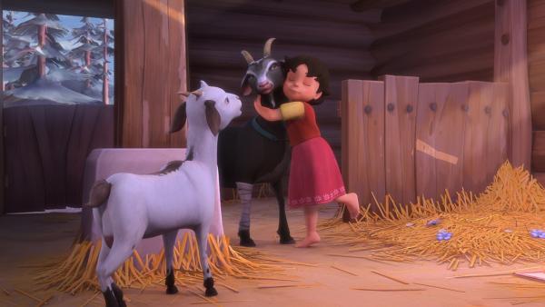 Bärli, die verletzte Ziege ist wieder gesund. | Rechte: ZDF/Studio 100 Animation/Heidi Productions Pty. Limited