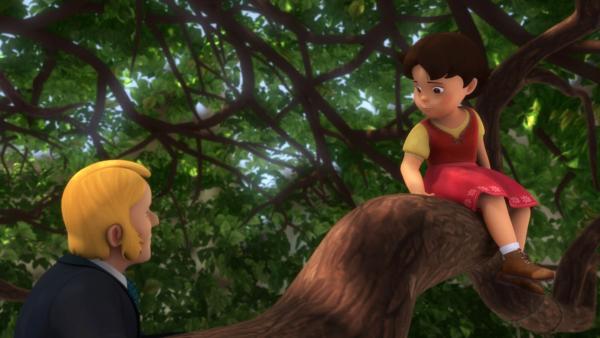 Herr Sesemann redet mit Heidi auf dem Baum. | Rechte: ZDF/Studio 100 Animation/Heidi Productions Pty. Limited
