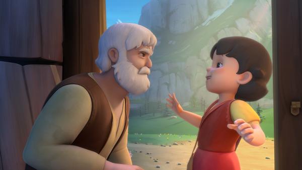 Großvater erlaubt Heidi, im Winter die Schule zu besuchen. | Rechte: ZDF/Studio 100 Animation/Heidi Productions Pty. Limited
