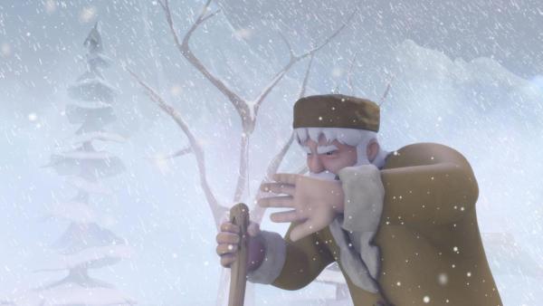 Großvater kämpft sich durch einen heftigen Schneesturm.  | Rechte: ZDF