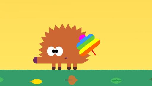 Duggee und die Quirlies sind auf der Suche nach einem besonderem Blatt – dem Regenbogenblatt.