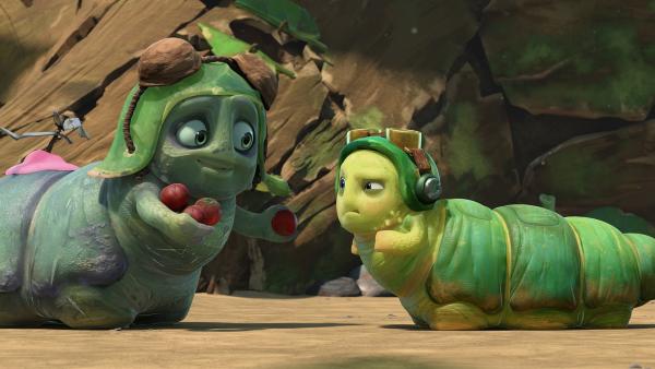 Chowser trifft auf seinen Doppelgänger, der auch gerne Beeren mag. | Rechte: KiKA/One Animation PTE LTD.