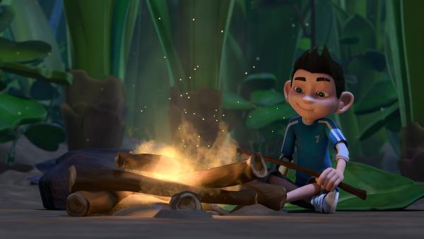 Zak macht ein Lagerfeuer. | Rechte: KiKA/One Animation PTE LTD.